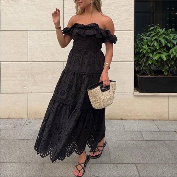 ZARA NWT BLOGGERS FAV EMBROIDERED MIDI DRESS 🌸 - Picture 1 of 11